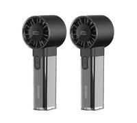 GEEPAS Rechargeable Fan - Pack of 2 | Mini Digital Portable USB Fan for Travel Camping Office Outdoor Women | Handheld 3000mAh 100 Level Wind Speed Quiet Mode 10Hr Run Time | Black