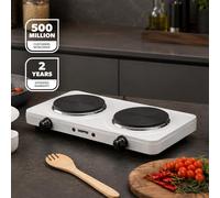 Geepas 2000W Electric Double Hot Plate Adjustable Heat Settings Overheat Protection