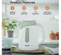 Geepas Illuminating Cordless 1.7L Jug Kettle White 2200W Brand New