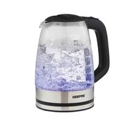 GEEPAS Illuminating Electric Glass Kettle | 1.7L Cordless Jug Kettle with Stainless Steel Heating Element Auto Shut Off Boil-dry Sensor | Safety Locking Lid Cord Storage | 2 Year Warranty 2200W Black