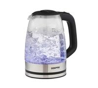 GEEPAS Illuminating Electric Glass Kettle 1.7L Cordless Jug Kettle 2200W | Stainless Steel Heating Element, Boil-dry & Auto Shut Off, Locking Lid, Fast Boil, 360° Swivel Base, Easy to Open Lid