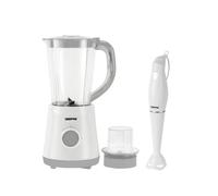 GEEPAS Jug Blender & Hand Blender Combo Kitchen Set | 500W 1.5L Food Blender 2 Speeds Pulse Function | 180W Soup Mixer, Anti-Splash Stainless Steel Blades & Detachable Stick | 2 Yr Warranty Grey-White