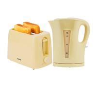 Geepas Kitchen Combo Set with 2200W Electric Kettle and 2 Slice Toaster, 1.7L Cordless Kettle with Auto Shut-Off, 650W Toaster with 6 Browning Settings, Beige