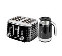 Geepas Kettle & Toaster Set 4 Slice Toaster 1750W & 1.7L Smart Kettle in Black Geepas Black