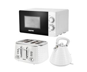 Geepas Kitchen Appliance Set Kettle Toaster Microwave 20L 4 Slice 1.5L Bundle UK