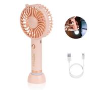 Geepas Krypton Rechargeable Mini Fan Multifunctional Personal Portable Fan & Led Light Electric Usb Travel Fan, Pink