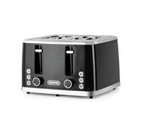 GEEPAS Linear 4 Slice Toaster | 7 Browning Levels Cancel Defrost Reheat Anti Jam Function | For Thin Small Bread Slice Removable Crumb Tray High Lift | Space-Saving Design | 2 Yr Warranty 1600W Black