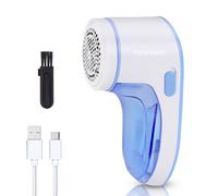 GEEPAS Lint Remover | Rechargeable Fabric Shaver for Clothes Wool Cotton Upholstery Pills | Portable Bobble Remover Battery Operated 40Min Runtime Auto Shut-Off Detachable Collector 2 Yr Warranty Blue