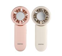 GEEPAS Rechargeable Fan - Pack of 2 | Mini Foldable Portable USB Fan for Travel Camping Office Outdoor Women Men | Handheld 2000mAh 3 Speeds & Cooling Quiet Mode 8Hr Run Time | Pink & Cream