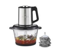 GEEPAS Mini Food Processor, 2L Glass Chopper Bowl Garlic Peeler 500W Silver