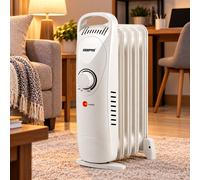 Geepas Mini Oil Filled Radiator Heater 2000W Electric Portable Thermostat White