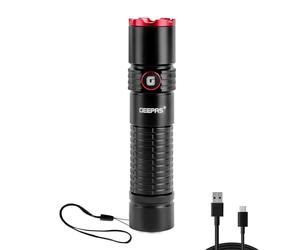 GEEPAS Mini Portable Flashlight | Super Bright Torch 2500 Lumens, 1000M Distance Range | Powerful Pocket Torch, Waterproof IPX5 | Rechargeable Torches for Outdoor Searching, Camping, Hiking (Black)