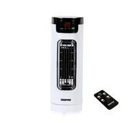 Geepas Cooling Mini Tower Fan with Remote Control - Portable, Oscillating, 3 Speed Settings with 7.5 Hour Timer Function - Powerful Airflow for Home or Office, White, 2 Year Warranty