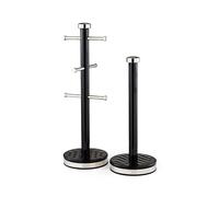 GEEPAS Mug Tree & Towel Pole Set Kitchen Counter Storage Space Saver Argyle