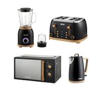 Geepas Nordiq 1.7L Kettle 4 Slice Toaster 20L Microwave Jug Blewood Accent