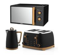 Geepas NORDIQ 1.7L Kettle, 4 Slice Toaster & 20L Microwave Set in Black Geepas Black