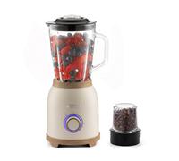 GEEPAS NordiQ 2-in-1 Food Jug Blender | Smoothie Maker with 1.5L Glass Juice Jar & Mini Coffee Spice Grinder Mill | 6 Stainless Steel Ice Crusher Blades | 2 Speeds, Pulse Safe Lock | 800W Cream
