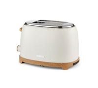 GEEPAS NordiQ 2 Slice Toaster | Matte Finish with Wood Accents | 6 Browning Levels Defrost Reheat & Cancel | High Lift Removable Crumb Tray Cool Touch Cord Storage | 2 Year Warranty 850W Cream