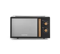 GEEPAS NordiQ 20L Microwave Oven 700W | Compact Solo Microwave with 5 Power Levels 35-Minute Timer Turntable Glass Tray | Stylish Mirrored Glass Door Easy Clean | 2 Year Warranty Black