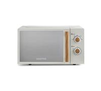 GEEPAS NordiQ 20L Microwave Oven 700W | Compact Solo Microwave with 5 Power Levels 35-Minute Timer Turntable Glass Tray | Stylish Mirrored Glass Door Easy Clean | 2 Year Warranty Cream