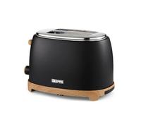 GEEPAS NordiQ 2 Slice Toaster | Matte Finish with Wood Accents | 6 Browning Levels Defrost Reheat & Cancel | High Lift Removable Crumb Tray Cool Touch Cord Storage | 2 Year Warranty 850W Black