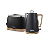 Geepas Nordiq Desig 1.7L Electric Kettle And Toaster 2 Slice Combo Set, Black
