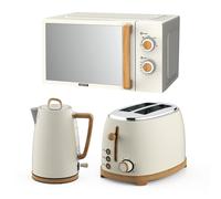 Geepas NordiQ Design 1.7L Kettle, 2 Slice toaster & 20L Microwave Set in Cream Geepas Cream