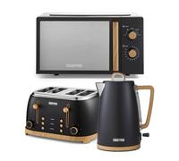 Geepas Nordiq Kettle And Toaster Set With 20L Microwave 3000W Kettle & 4-Slice Toaster In Black Black