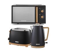 Geepas Nordiq Kettle And Toaster Sets 2 Slice With 20L Microwave In Black Black