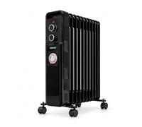 GEEPAS Oil Filled Radiator Heater Adjustable Thermostat 2500W 11Fin Black | 24-Hour Timer, 3 Heat Settings(1000W, 1500W,2500W), Safety Tip-Over Switch & Built-in Handle, Castor Wheels