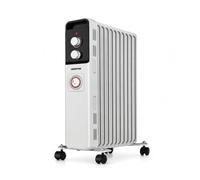 GEEPAS Oil Filled Radiator Heater Adjustable Thermostat 2500W 11Fin White | 24-Hour Timer, 3 Heat Settings(1000W, 1500W,2500W), Safety Tip-Over Switch & Built-in Handle, Castor Wheels