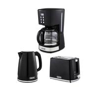 Geepas Opus 1.7L Black Kettle & Toaster Sets With 1.5L Filter Coffee Machine Black