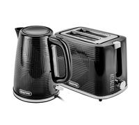 GEEPAS Opus 1.7L 3KW Cordless Electric Kettle & 900W 2 Slice Bread Toaster Combo Set | 360° Rotational Base Concealed Heating & Otter Control 7 Level Browning Control Crumb Tray Premium Design, Black