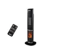 Geepas Oscillating Digital Tower PTC Energy Efficient Heater With 2 Heat Settings | Low Running Cost Ceramic Heater with Fireplace, LED Display, 24 Hour Timer, Remote Control