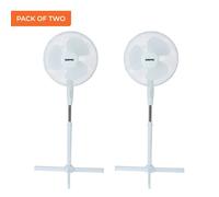 Geepas Pair of 16" Pedestal Fan Oscillating Floor Standing in White Geepas White