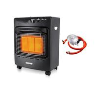 Geepas Portable Gas Heater 4.2KW | Electric & Piezoelectric Ignition, LPG/Butane/Propane Gas Heater with Wheels, Regulator & Hose | Energy Efficient Space Heater With Low Running Cost | Black