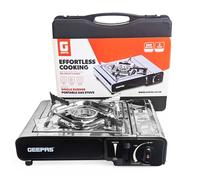 (Single Burner) Geepas Portable Camping Gas Stove Double Burner BBQ Cooker Outdoor Grill Plate Automatic Ignition System Butane Can