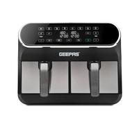 GEEPAS Prestige Dual Zone Digital Air Fryer | 8L XL Capacity 2 Drawers 8-In-1 Cooking Presets | Touch Screen Smart Finish, 60Min Timer Function Dishwasher-Safe Healthy Oil Free & Low Fat Cooking 1700W