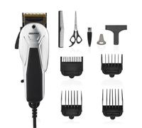 Geepas Professional Electric Hair Clipper | Barber Clipper/Trimmer with High Grade Gold Titanium Carbon Steel Blade | Long-Life Magnetic Motor | 3, 6 and 9, 12mm Combs, Barber Comb & Scissor Included