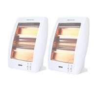 Geepas Quartz Halogen Heater, Pack of 2 | Portable Upright Electric Heater with 2 Heat Settings 400W/800W, Safety Tip Over Switch, Ideal for Home Office Caravans and Garages, 800 W, White