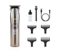 Rechargeable Beard Trimmer Electric Stubble Hair Trimmer LED Display Waterproof Geepas Silver One Size