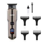 Geepas Rechargeable Beard Trimmer | Electric Stubble Hair Trimmer | LED Display, 1200mAH Li-ion Battery, 180 Mins Working Time| Waterproof Cordless Electric Trimmer, Grey