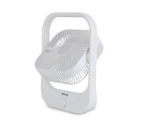 GEEPAS Silent Desk Cooling Fan | 3 Speed USB Rechargeable 1200mAh, 5-7h Runtime, LED Light, 180° Adjustable Mini Air Circulator for Bedroom, Office, Table Use