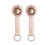 GEEPAS Rechargeable Fan - Pack of 2 | Mini Portable USB Fan for Travel Camping Office Outdoor Women Men | Handheld 1200mAh 2 Speeds, 4Hr Run Time | Ultra Quiet 125gm Lightweight Design | Pink