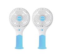 GEEPAS Rechargeable Fan - Pack of 2 | Mini Portable USB Handheld Fan for Home Office Travel Outdoor Personal Use | 3 Speed Settings 8Hr Run Time | Ultra Quiet Lightweight Air Circulator Blue