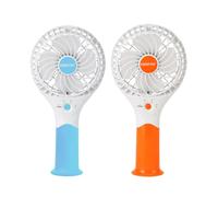 GEEPAS Rechargeable Fan - Pack of 2 | Mini Portable USB Handheld Fan for Home Office Travel Outdoor Personal Use | 3 Speed Settings 8Hr Run Time | Ultra Quiet Air Circulator | Orange & Blue