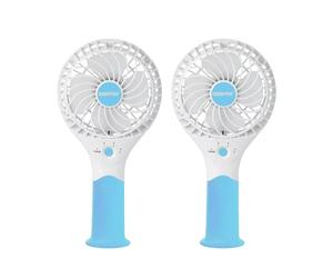 GEEPAS Rechargeable Fan - Pack of 2 | Mini Portable USB Handheld Fan for Home Office Travel Outdoor Personal Use | 3 Speed Settings 8Hr Run Time | Ultra Quiet Lightweight Air Circulator Blue