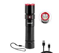 GEEPAS Mini Portable Flashlight | Super Bright Torch 2500 Lumens, 1000M Distance Range | Powerful Pocket Torch, Waterproof IPX5 | Rechargeable Torches for Outdoor Searching, Camping, Hiking (Black)