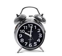 GEEPAS Retro Twin Bell Alarm Clock | Vintage Black Bedside Timepiece with Embossed Numbers, Loud Analog Quartz Ringer, Battery Powered with Night Backlight for Office Bedroom