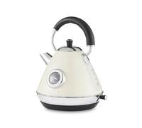 GEEPAS Retrovive 1.7L Electric Kettle | Vintage Cordless Stainless Steel Rapid Boil Jug Kettle for Hot Water Tea Coffee | Auto Shut-Off 360° Swivel Base Temp Gauge Boil Dry Protection | 3000W Cream